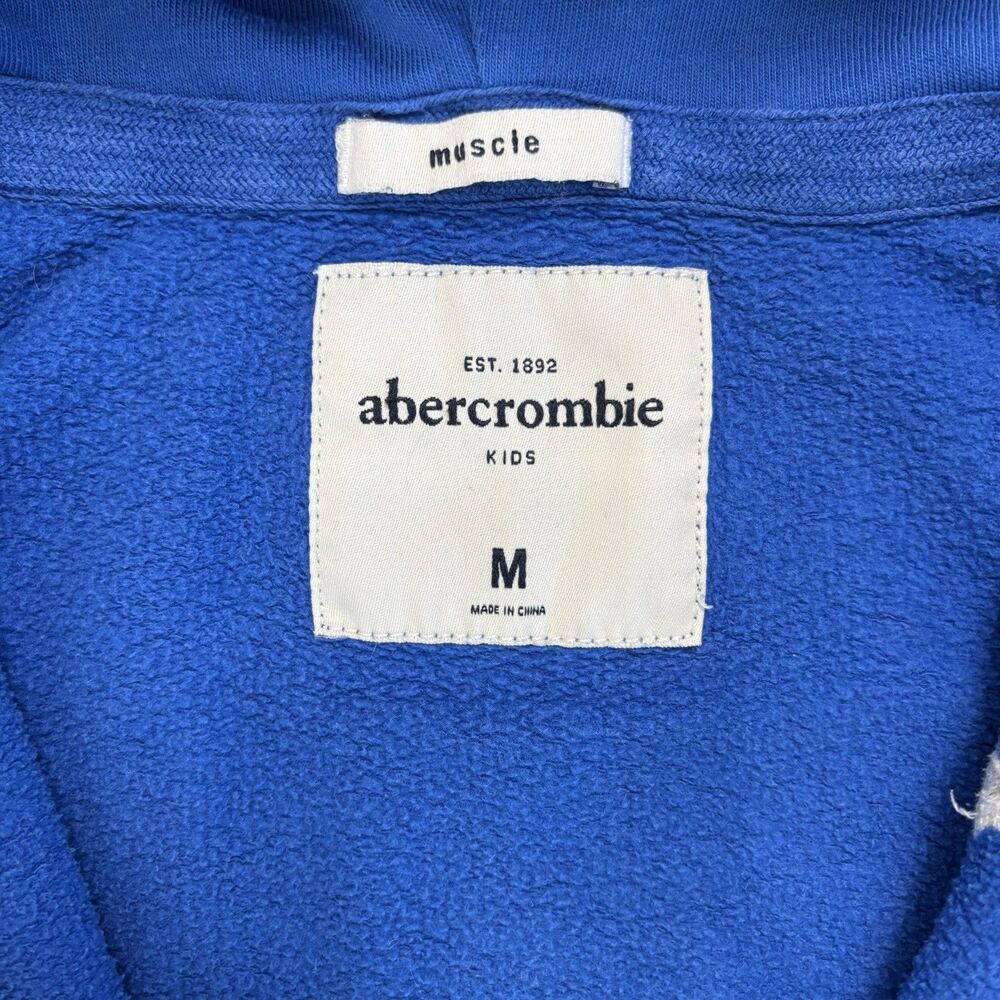 Abercrombie & Fitch Kids Blue Hoodie Muscle Size M Zip Up Cobalt - Picture 5 of 14